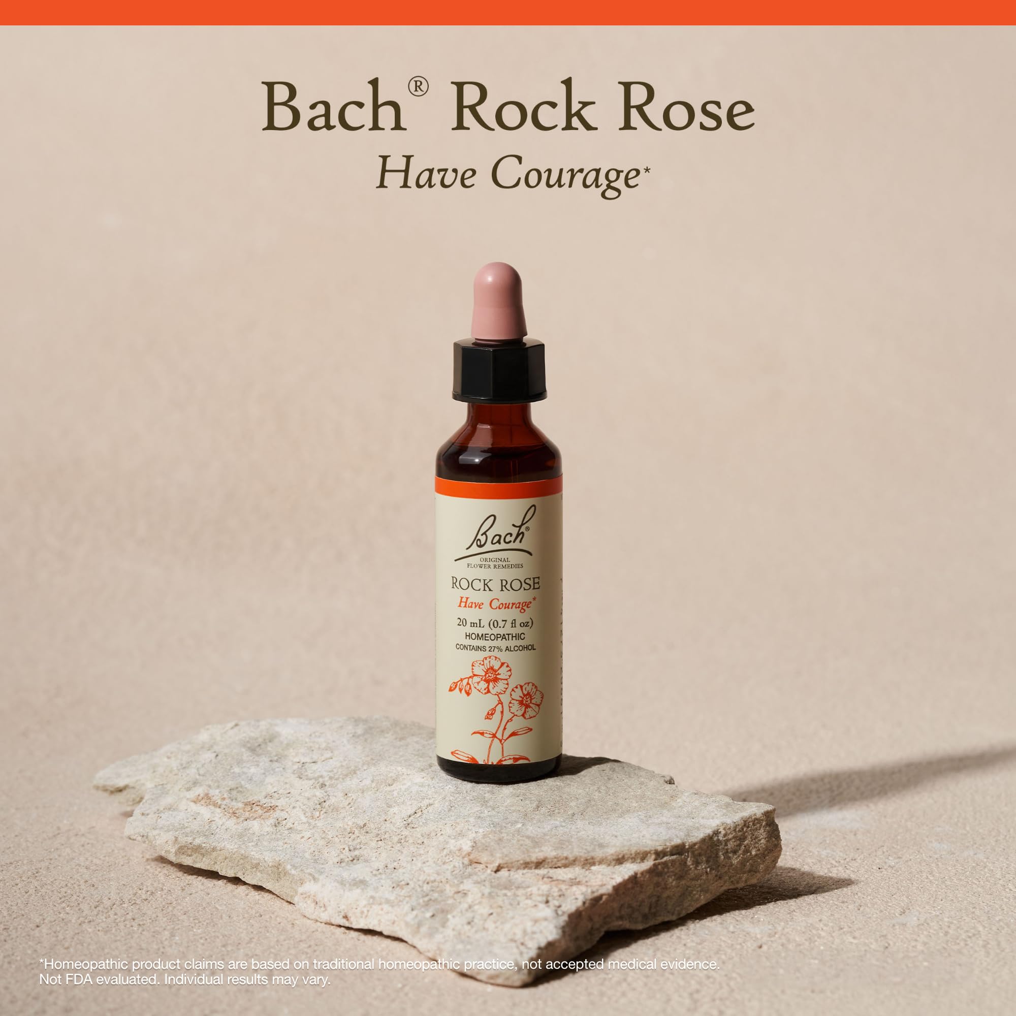 Bach Rock Rose vegan remedy bottle with gluten-free ingredients