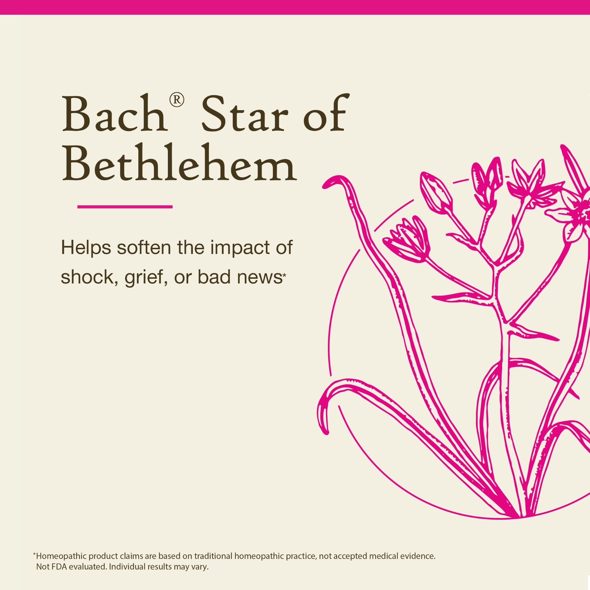 Bach Star of Bethlehem bottle label shows vegan, gluten-free floral remedy for emotional balance