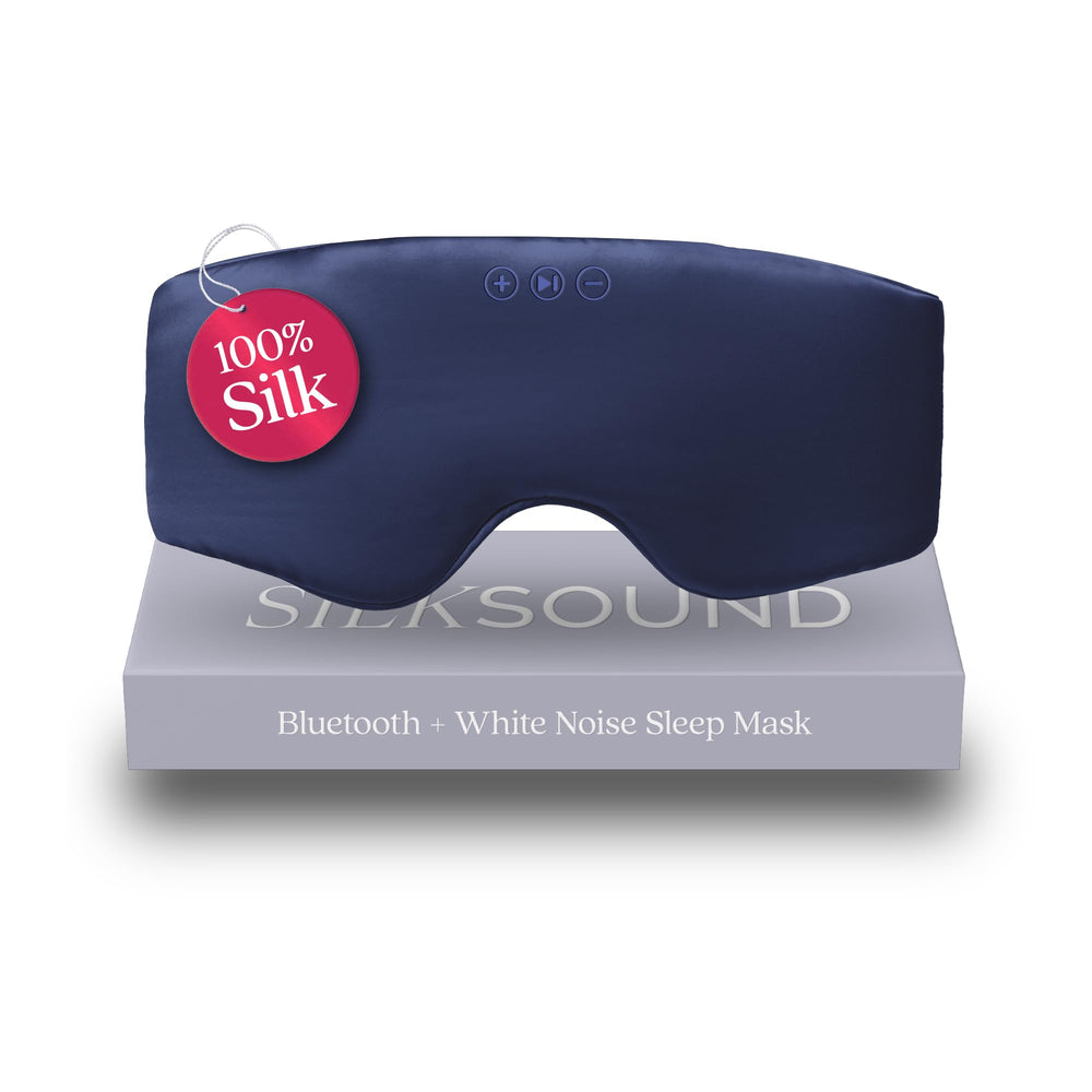 Back Bay Audio SilkSound mask close-up highlighting skin-friendly mulberry silk for breathable comfort.
