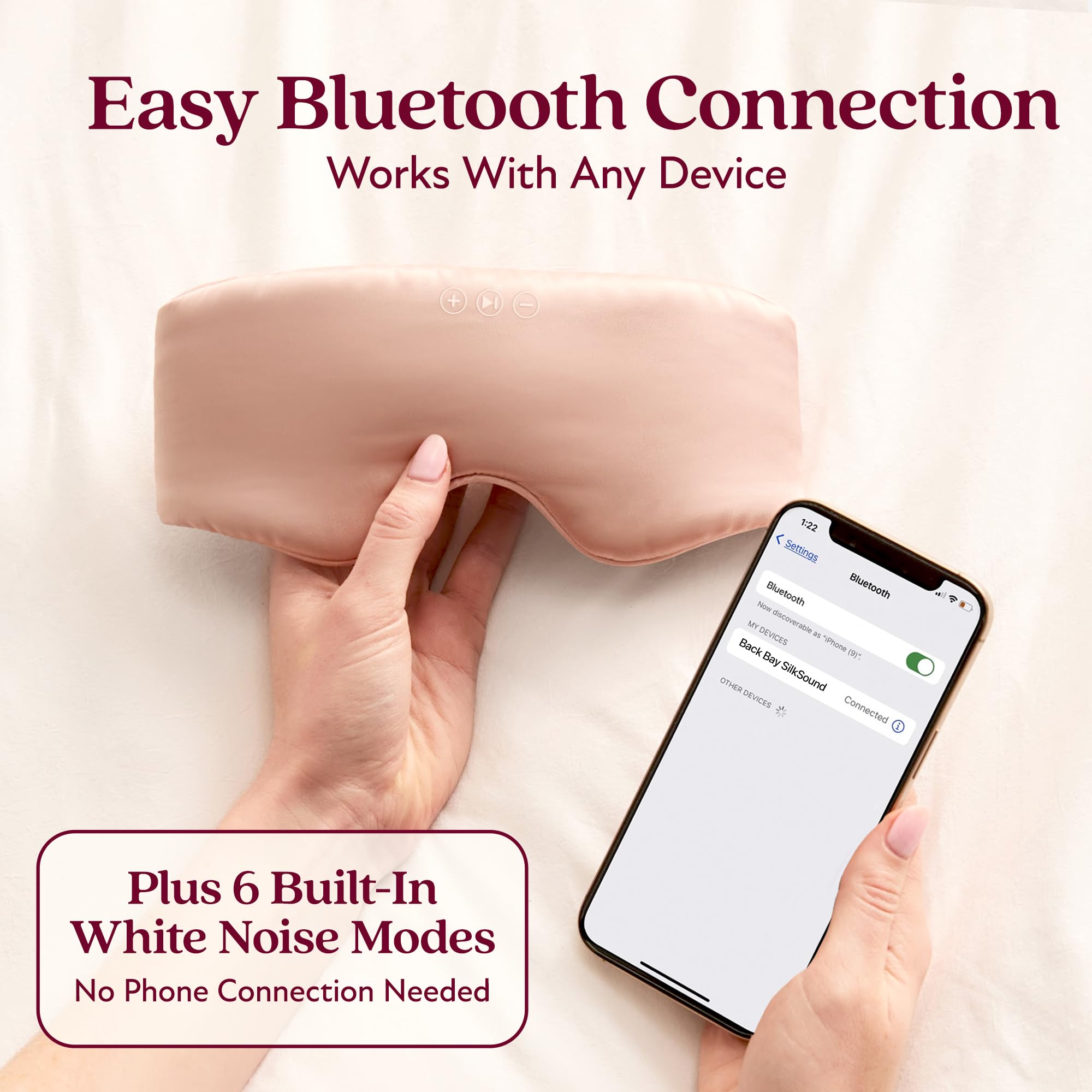 Back Bay Audio SilkSound control-buttons panel offers discreet in-bed music control.