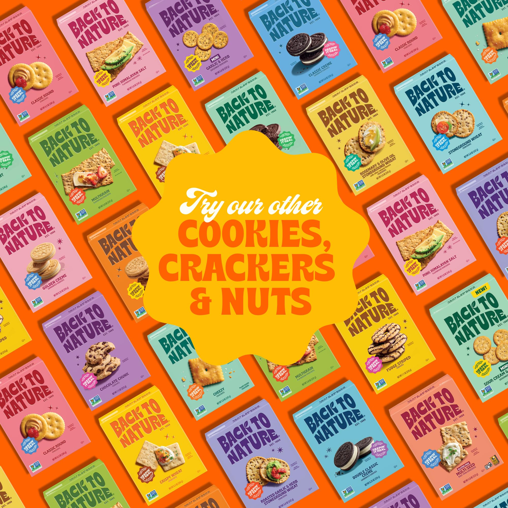 Back to Nature Fudge Mint Cookies ingredient shot, emphasizing whole grains and Non-GMO.