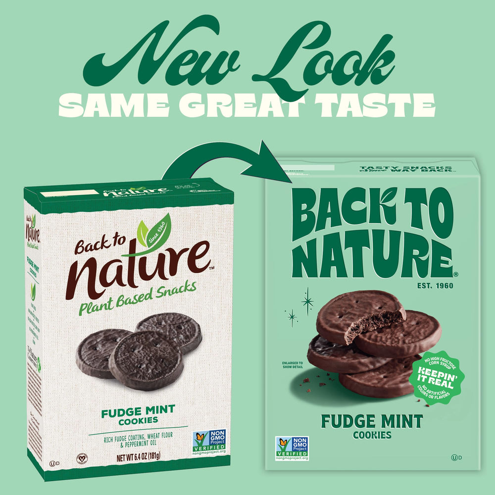 Back to Nature Fudge Mint Cookies on a dessert plate, versatile snacking option.