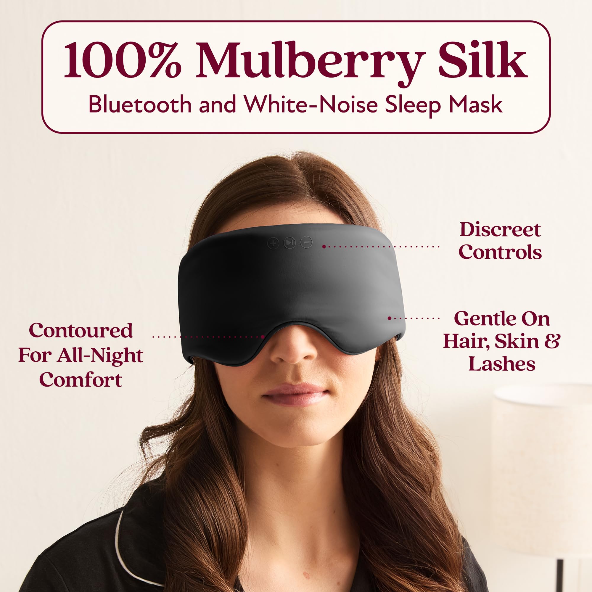 Back Bay Audio SilkSound sleep mask side view with integrated headphones for sleep