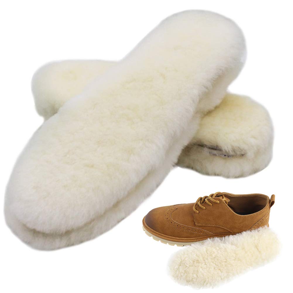 Bacophy 2-pairs thick sheepskin insoles for women offer warmth and plush comfort.
