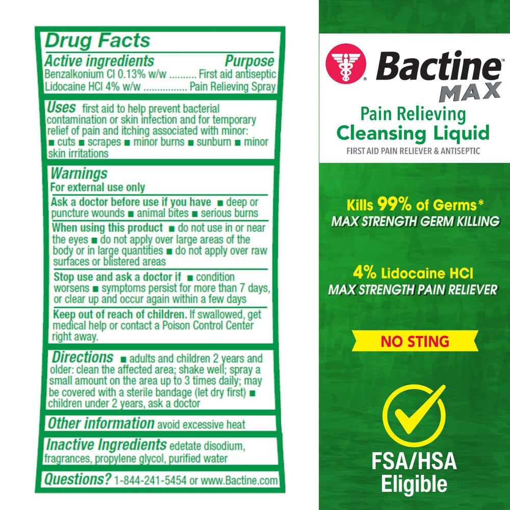 Bactine Max antiseptic action showing germ-killing capability on skin