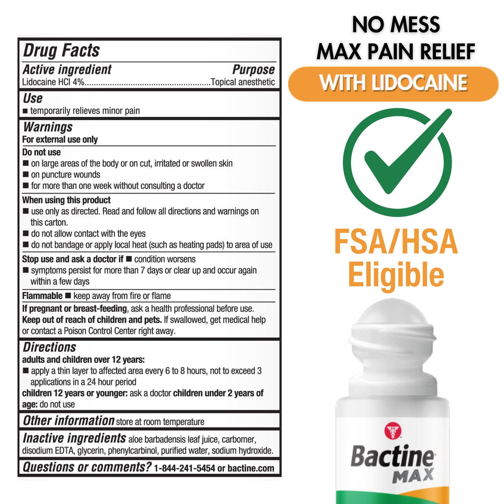 Bactine Max roll-on application shows smooth glide for targeted numbness