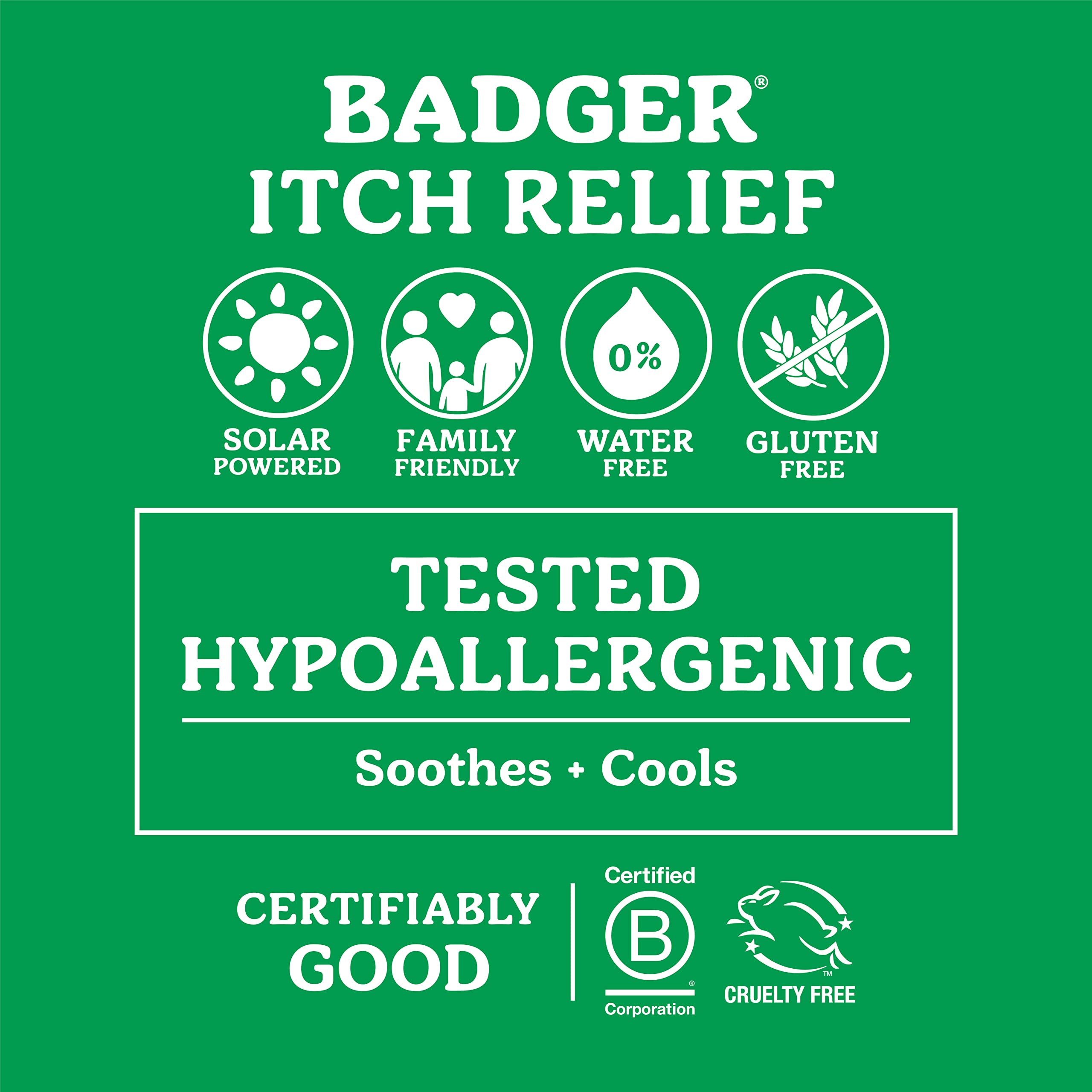 Badger Bug Bite Itch Relief Stick packaging shows compact, mess-free design for travel.