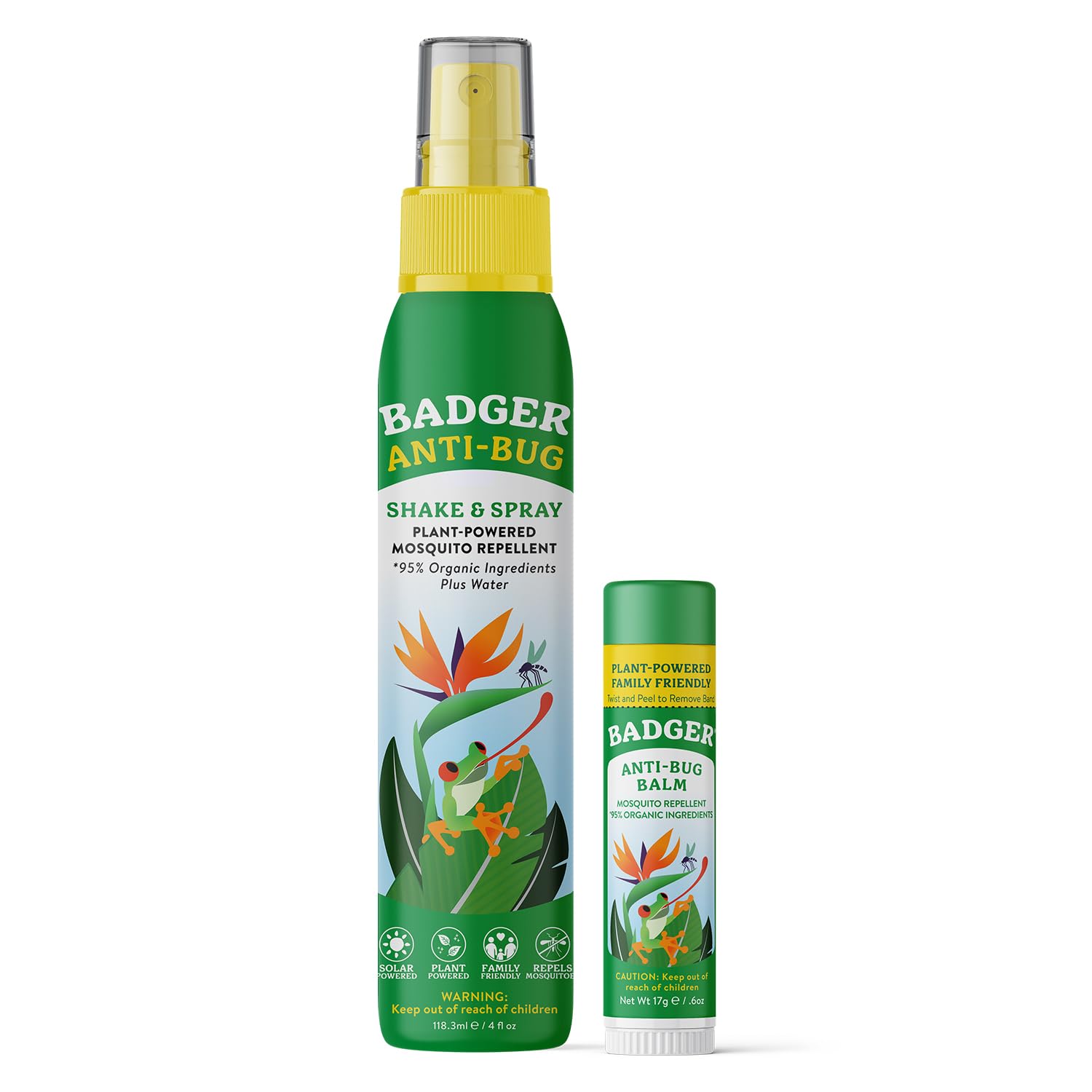 Badger Bug Spray 4oz bottle provides DEET-free protection during outdoor activity.