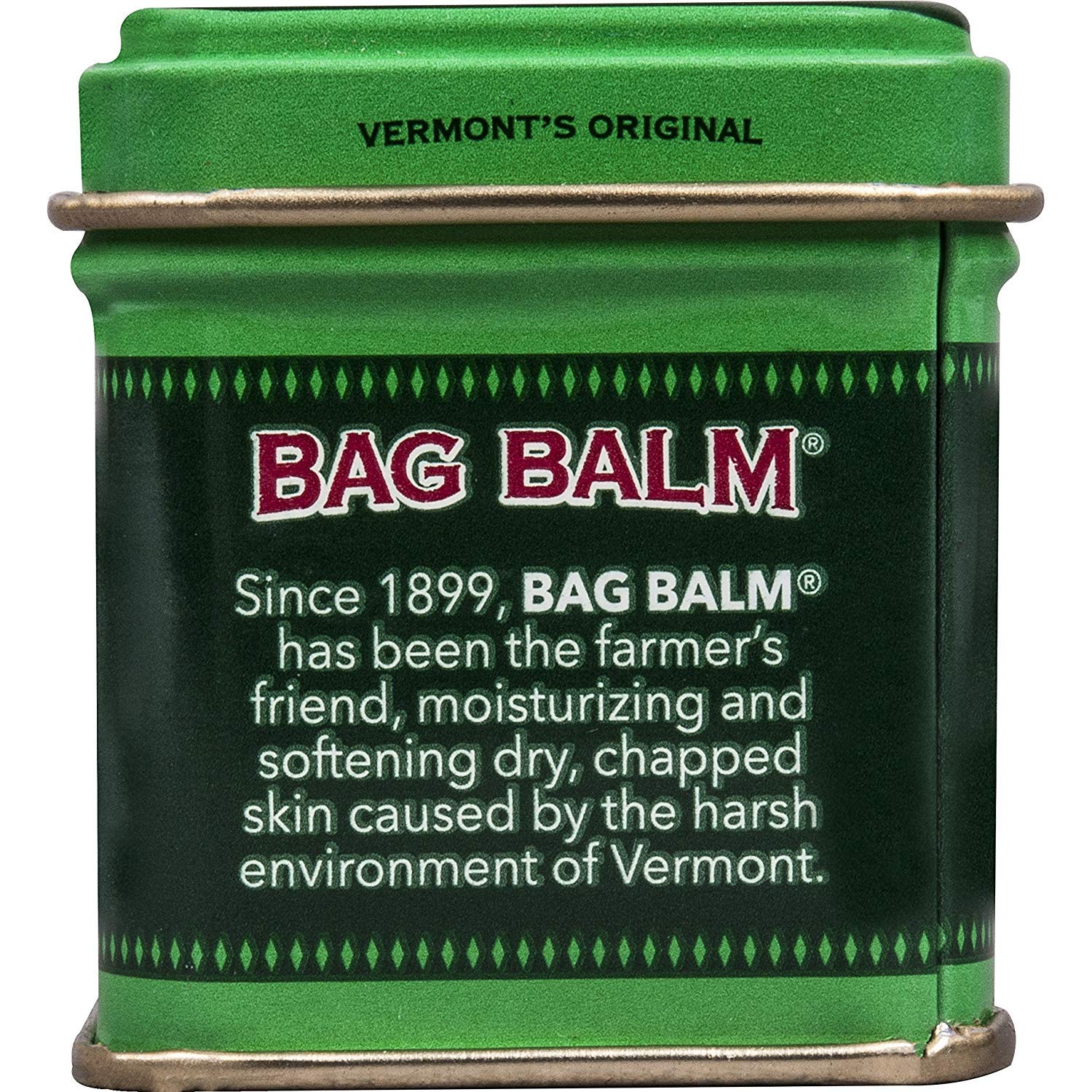Bag Balm balsamo medicado para condiciones ásperas de la piel y rozaduras superficiales.
