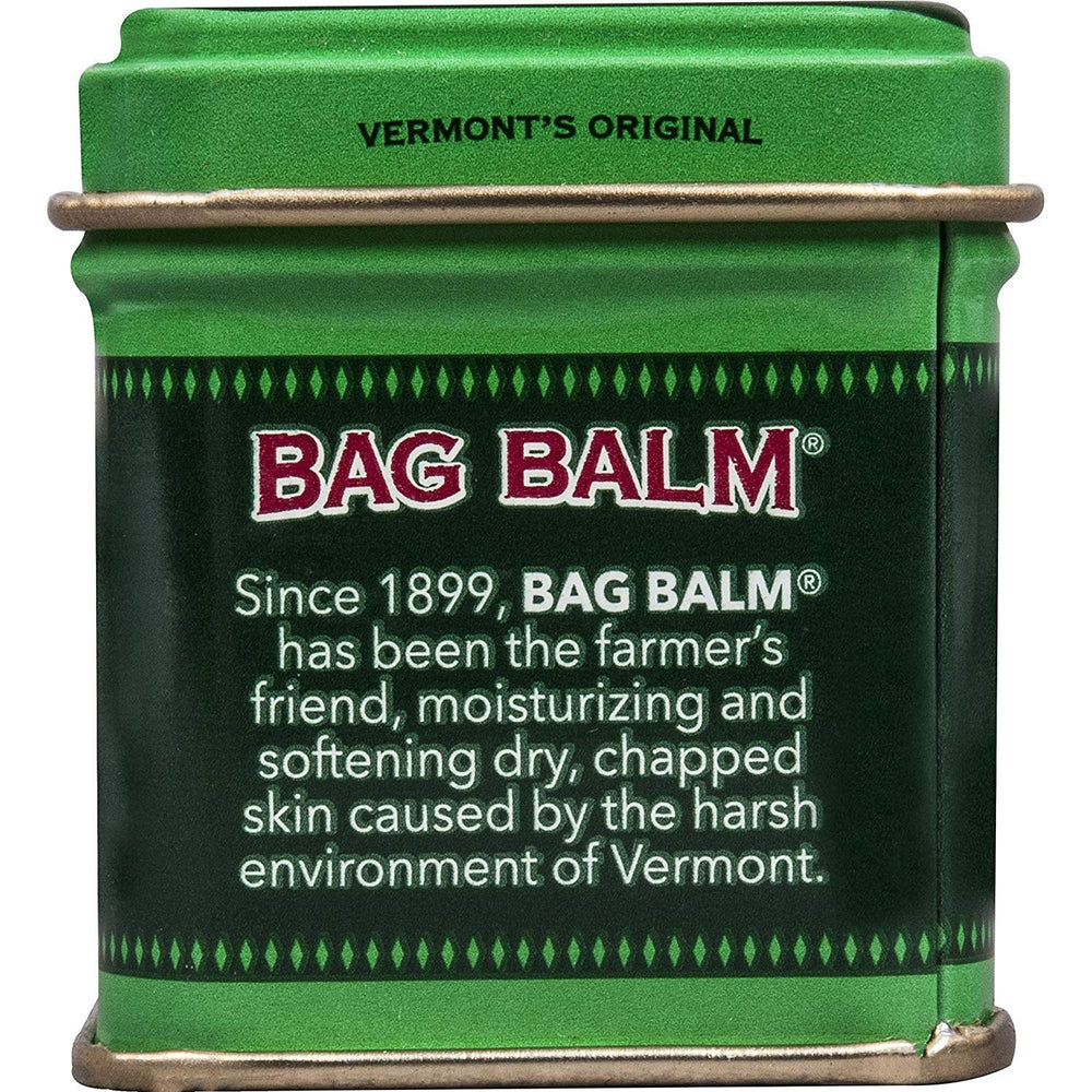 Bag Balm balsamo medicado para condiciones ásperas de la piel y rozaduras superficiales.