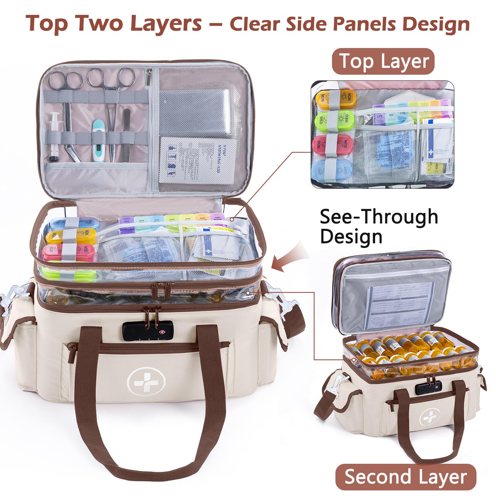 BAGSFY 3-Tier with removable dividers for customizable bottle and pill storage