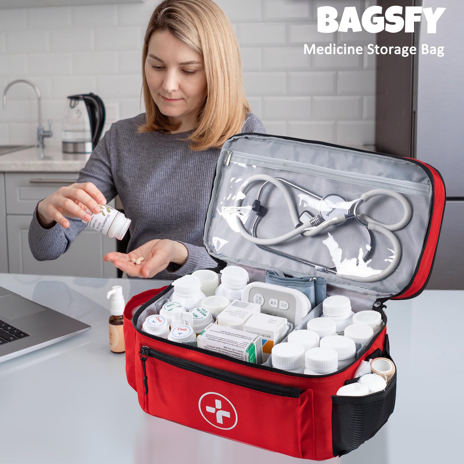 BAGSFY double-layer design maximizes storage versatility for medications.