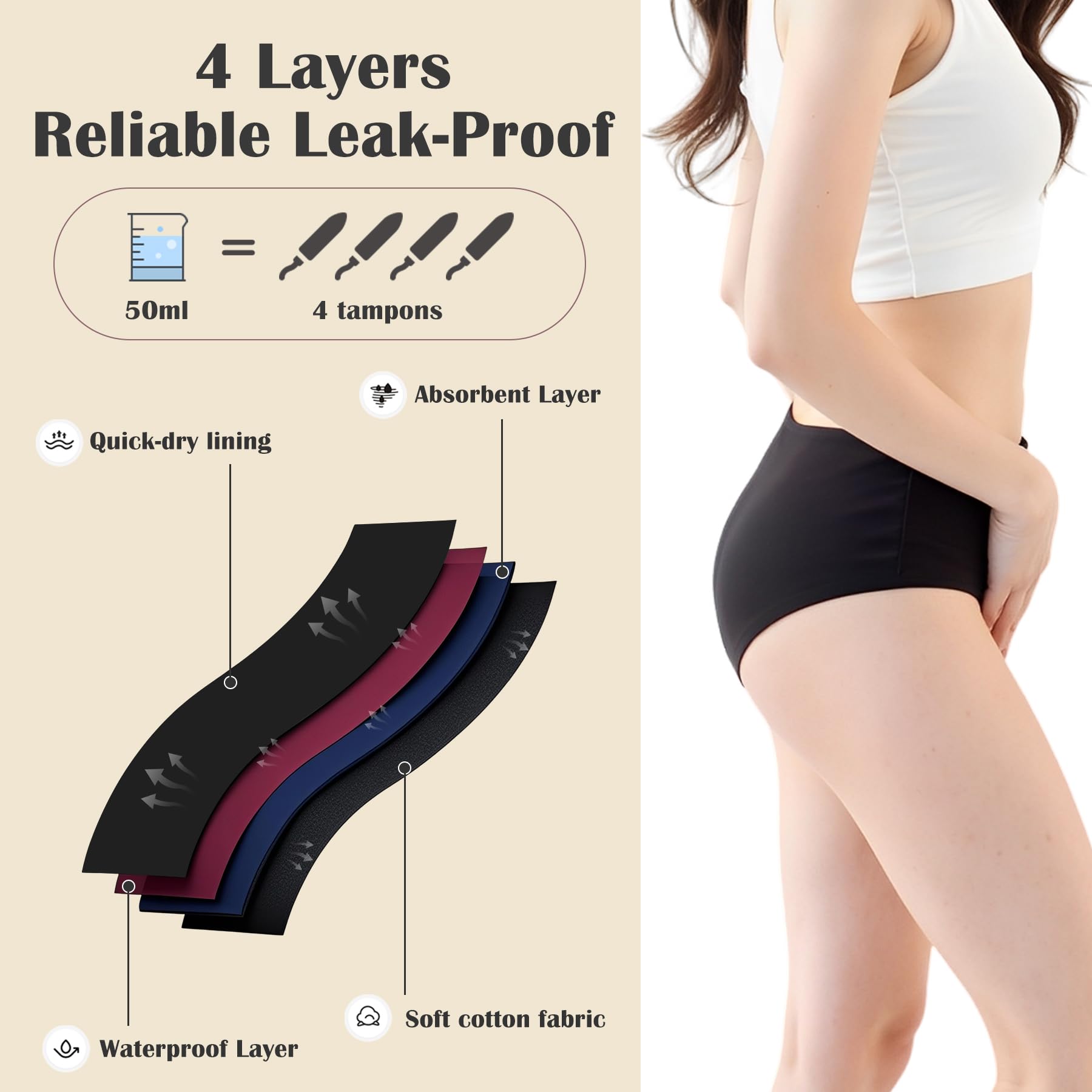 BAJISA incontinence underwear fabric closeup emphasizes washable, skin-friendly durability.
