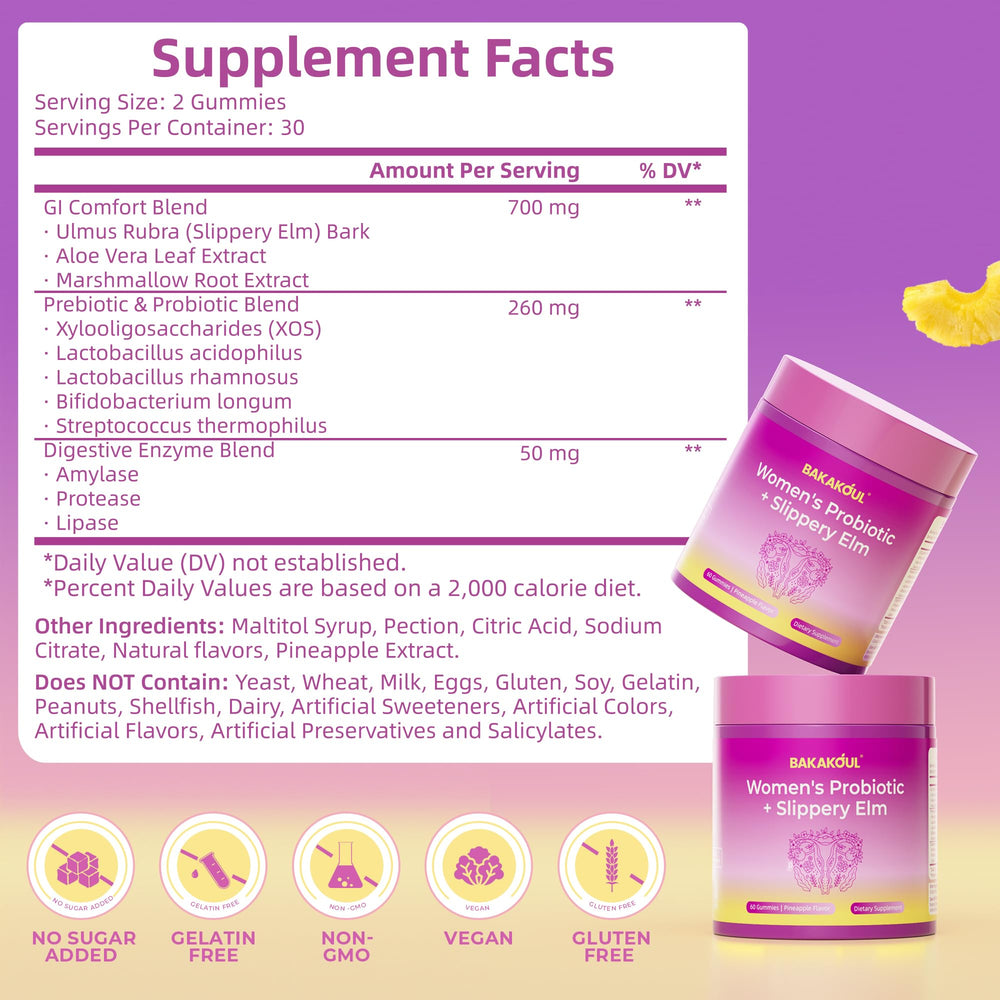 BAKAKOUL Balance gummies close-up emphasizing pineapple flavor and texture.