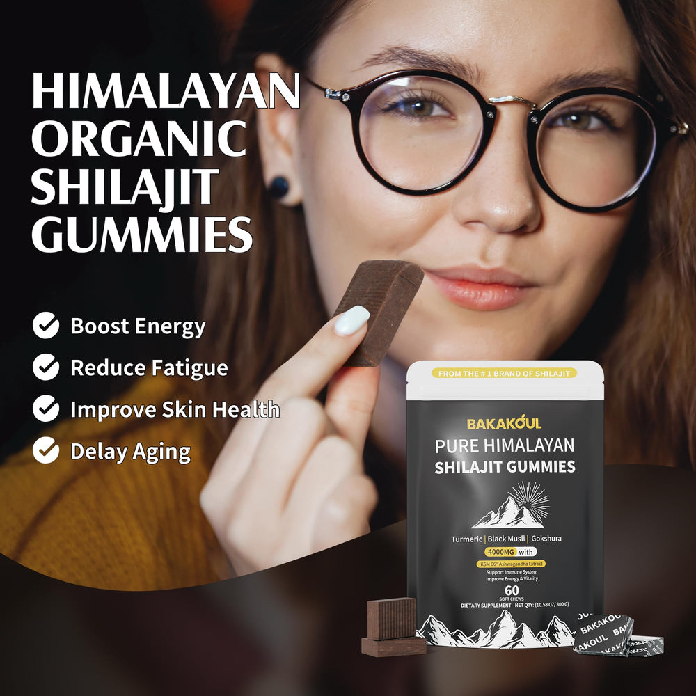 BAKAKOUL Shilajit Gummies portátiles, ideal para viajes