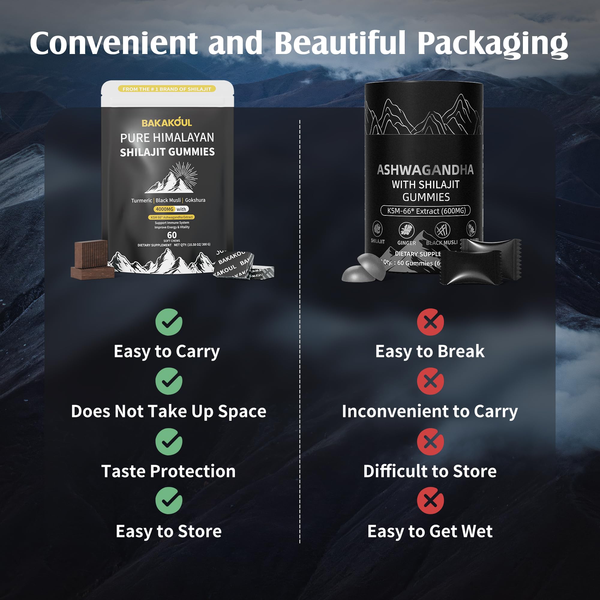 BAKAKOUL Shilajit Gummies sin azucares añadidos, sabor natural