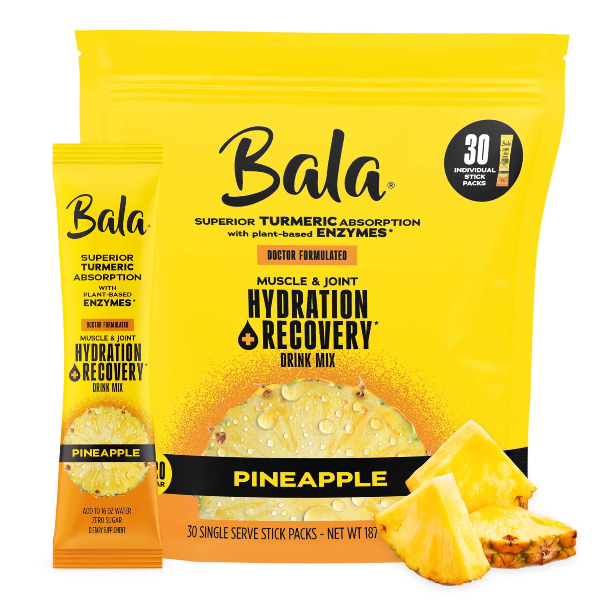 BALA Bala Enzyme Hydration Pineapple packet for on-the-go refreshment after workouts