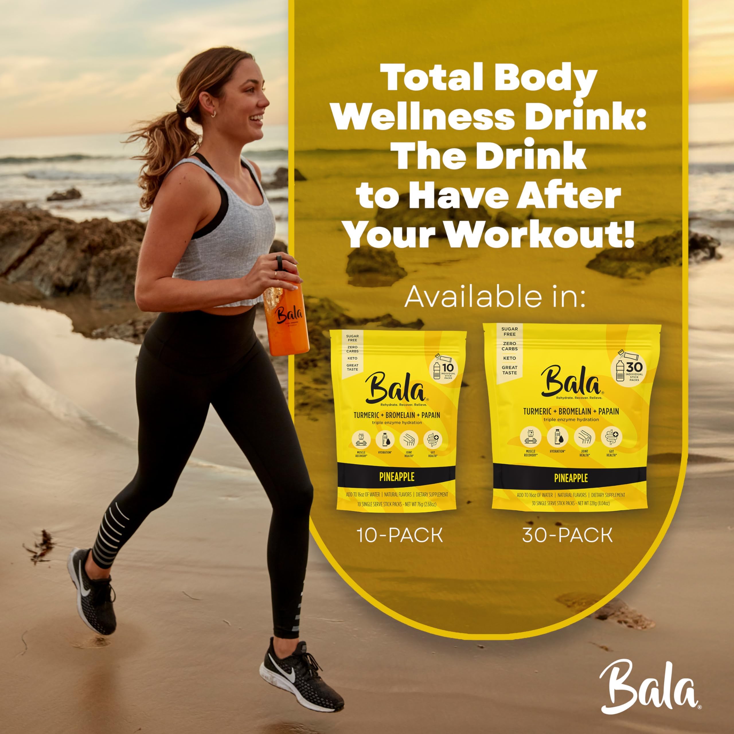 Bala Enzyme Hydration pineapple stick provides flavorful, sugar-free hydration during workouts.