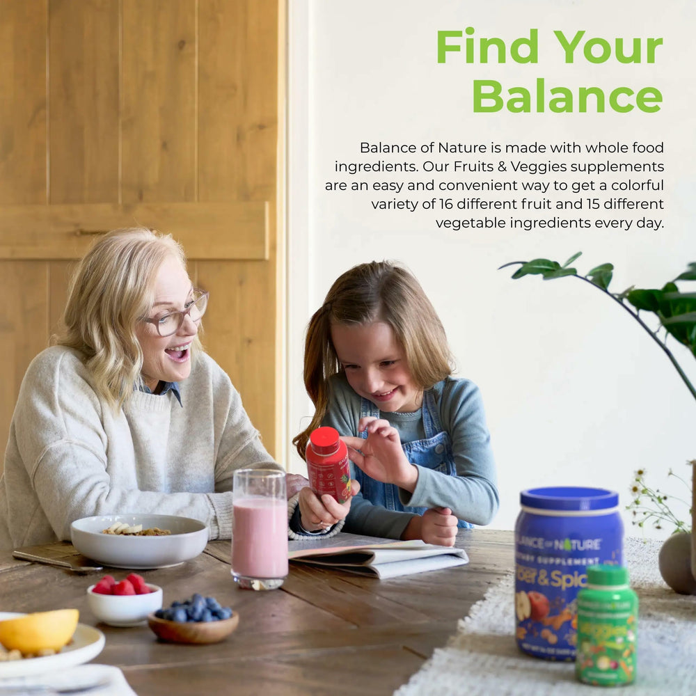 Balance of Nature label close-up noting gluten-free and vegan features for mindful selection