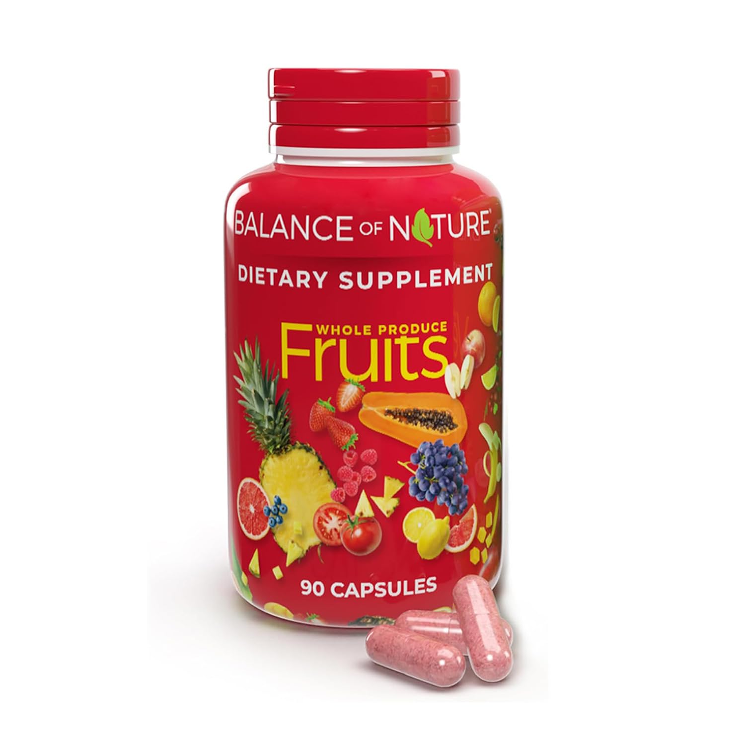 Balance of Nature Whole Fruits bottle for a convenient daily wellness routine.