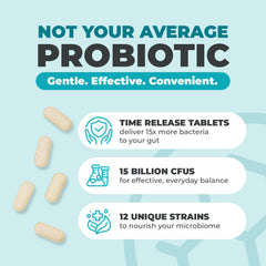 Balance ONE packaging highlights 12-strain formula and release benefits.