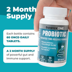 Balance ONE time-release graphic showing gradual gut delivery over hours.