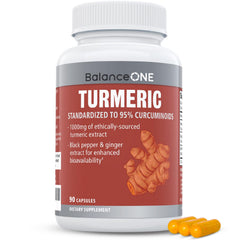 Balance ONE turmeric extract bottle with high-potency 1000 mg formula for daily wellness