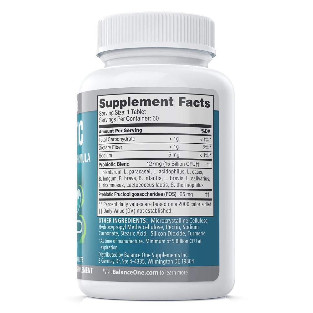 Balance ONE two-month supply visual implies long-term gut health planning.
