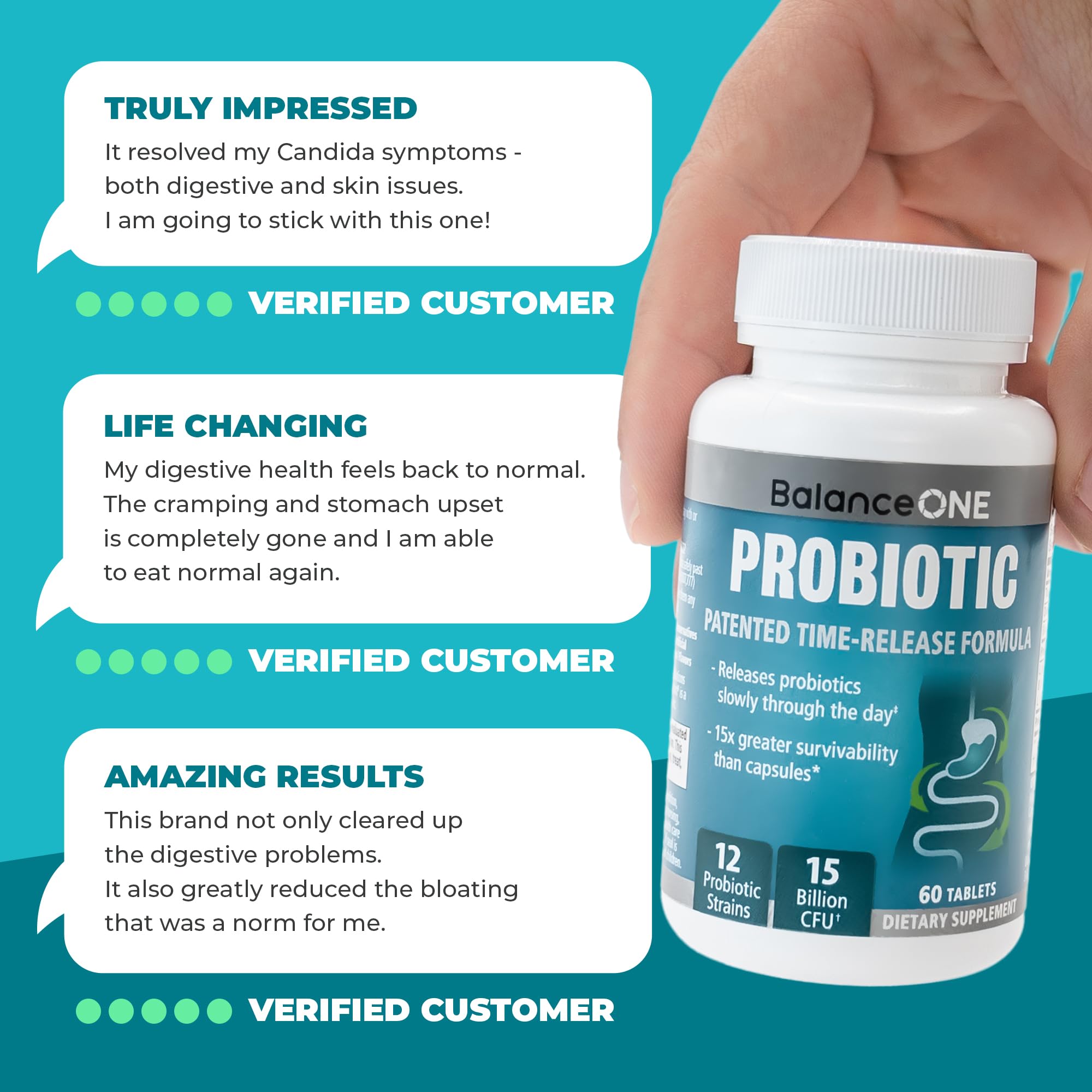 Balance ONE for women and men conveys universal digestive balance.
