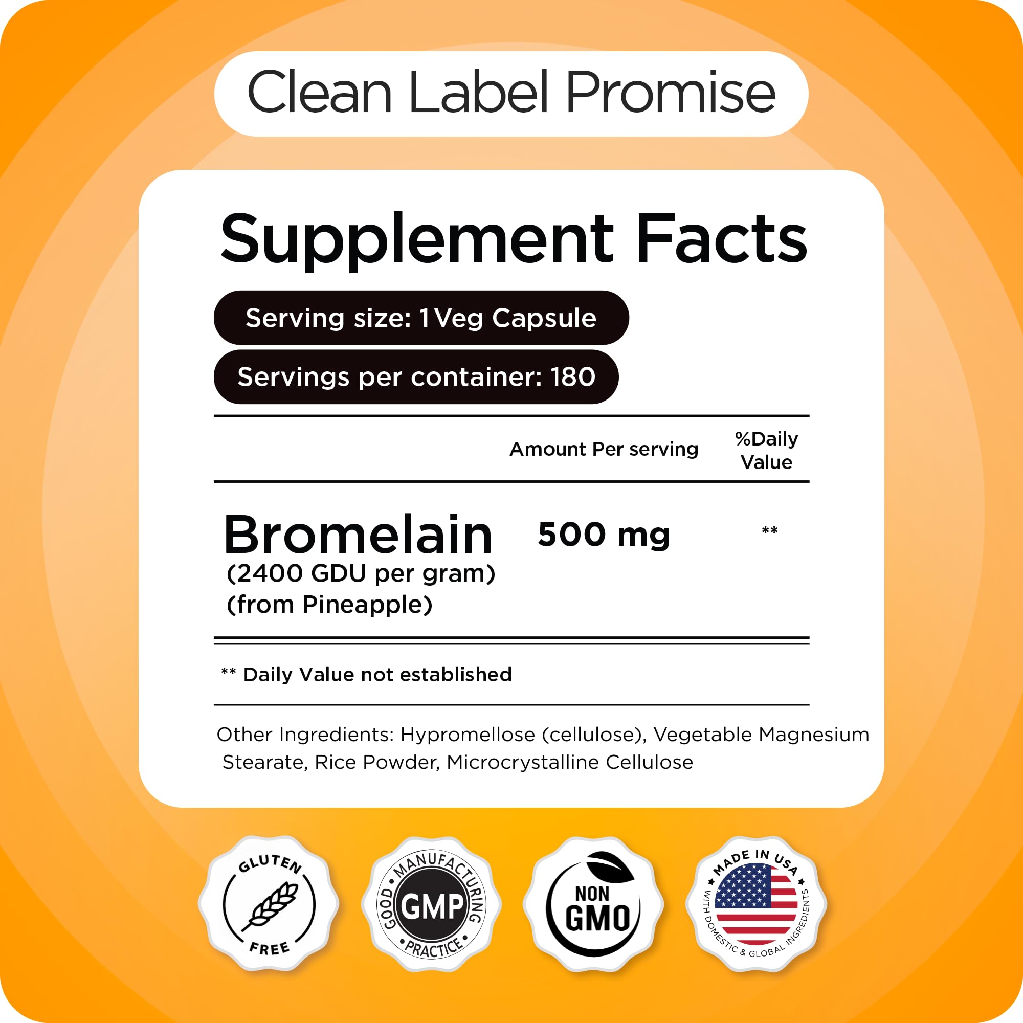 Balancebreens Bromelain bottle proudly labeled as USA-manufactured product.