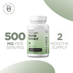 Balancebreens hemp extract capsules omega-3-6-9 content supporting balanced nutrition.
