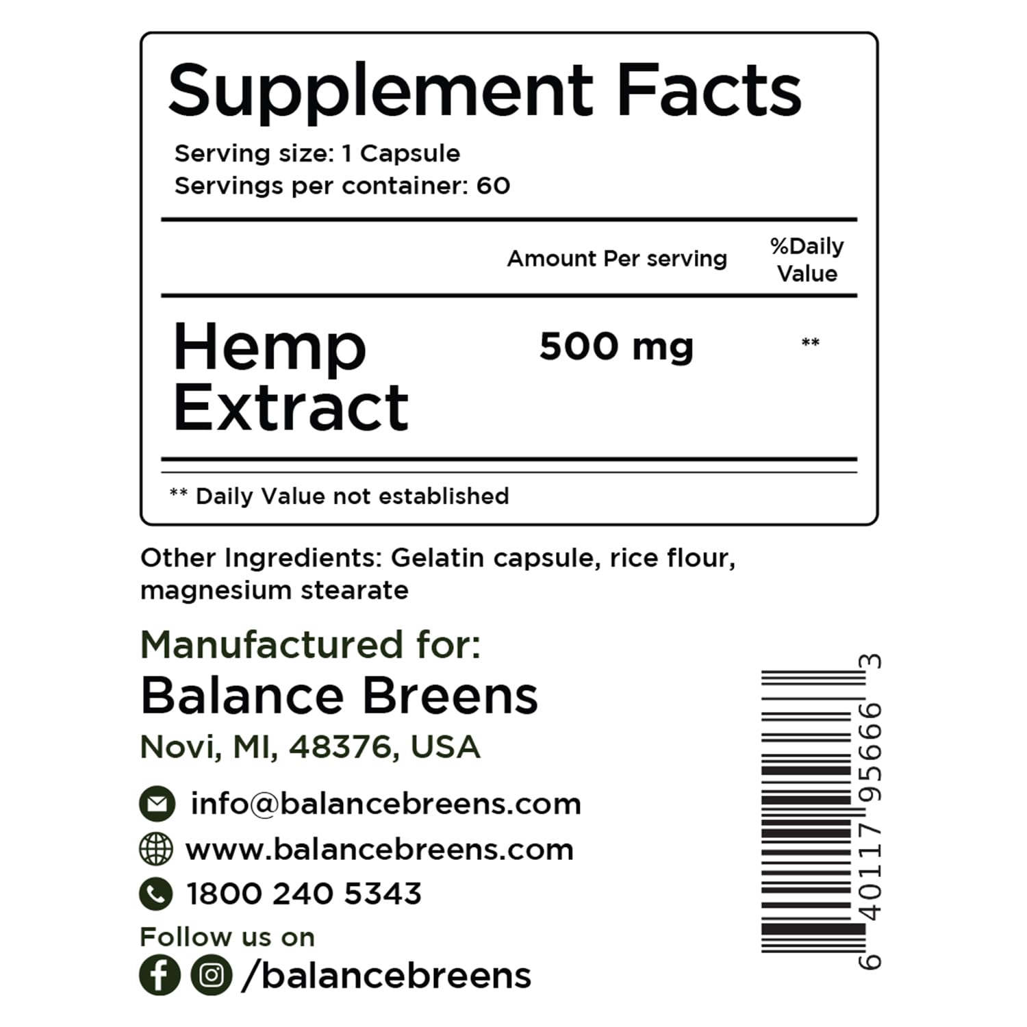 Balancebreens hemp extract capsules taken with water for easy ingestion.