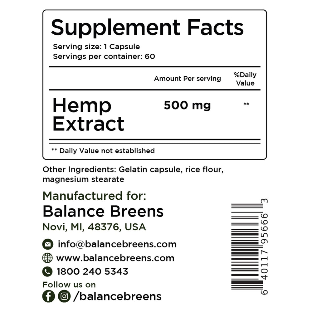 Balancebreens hemp extract capsules taken with water for easy ingestion.
