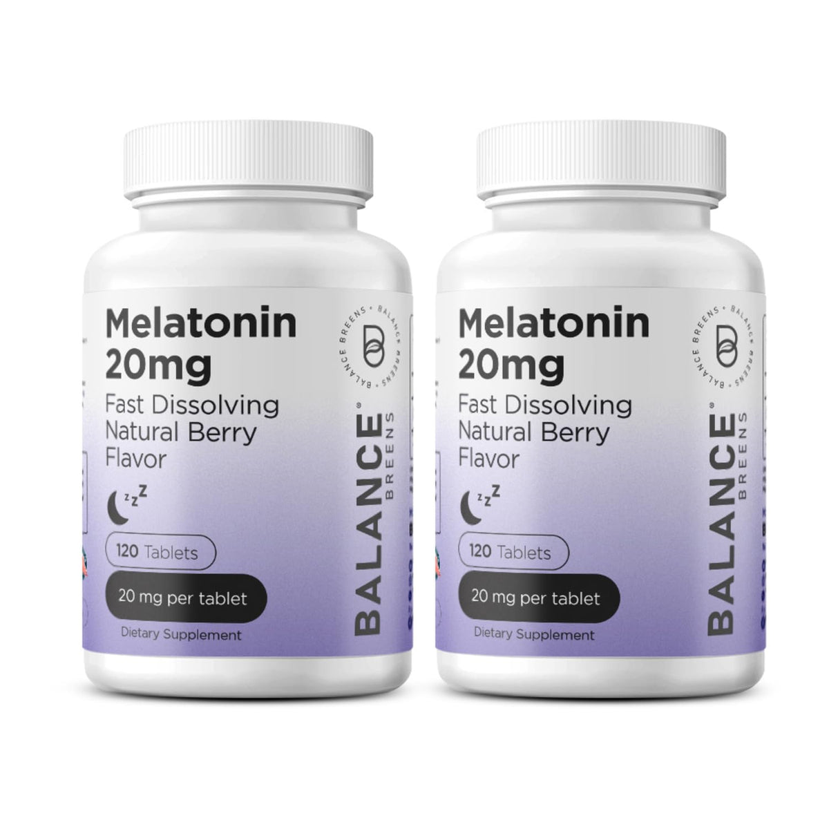 Balancebreens Melatonin 20mg fast-dissolve bottle helps you prepare for restful nights.