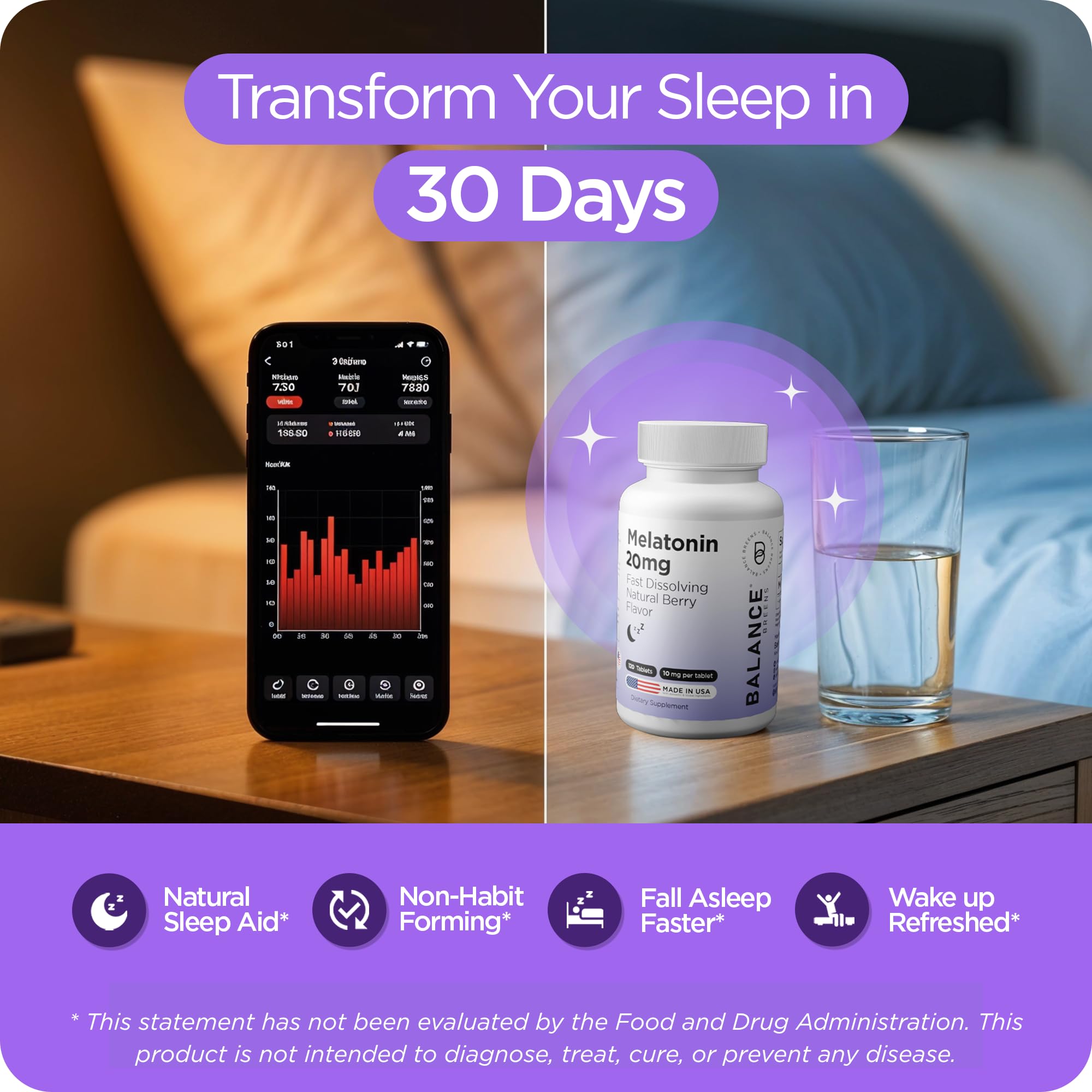 USA-made Balancebreens packaging communicates trusted sleep aid quality.