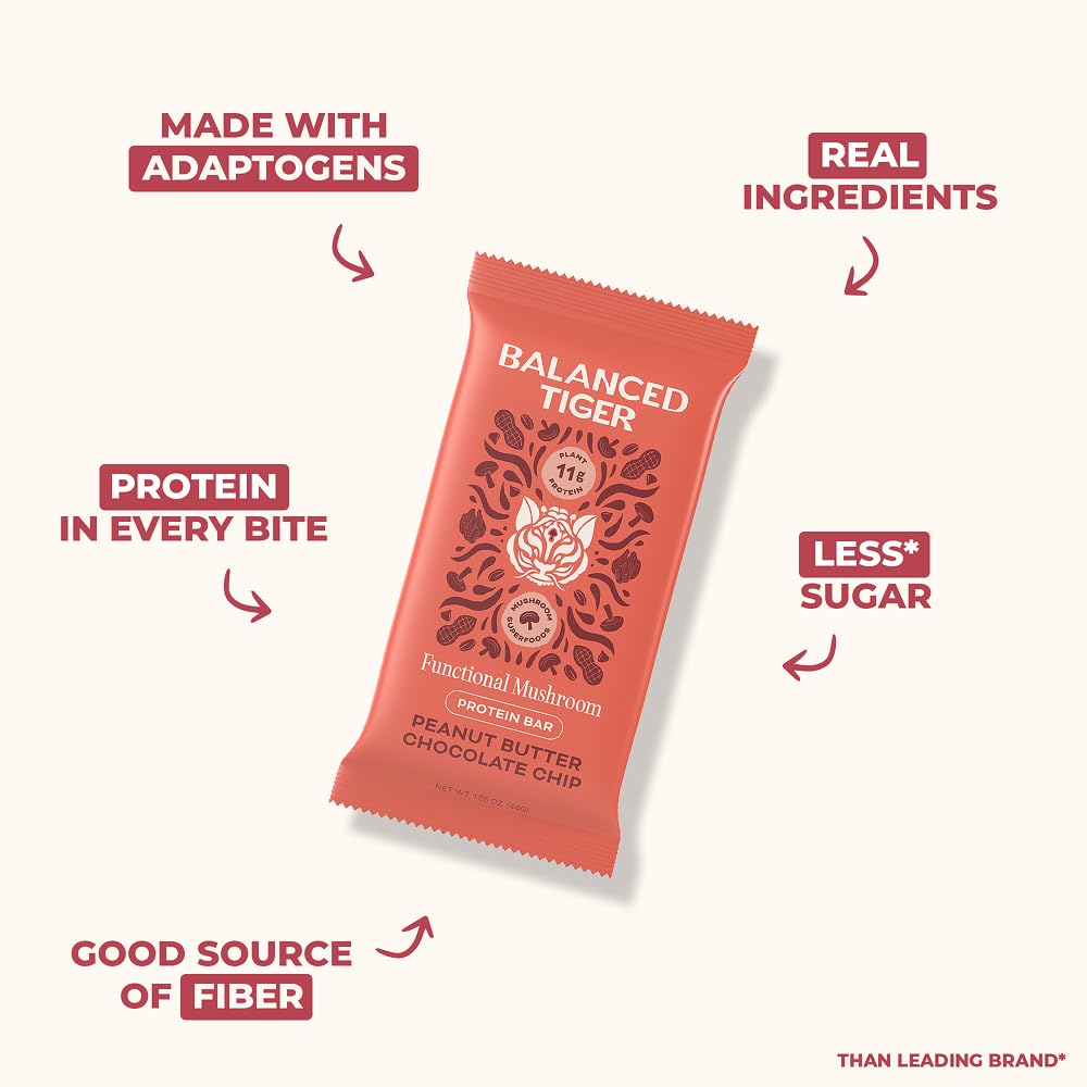 Balanced Tiger ingredients feature mushrooms, nuts, and grains for flavor and energy.