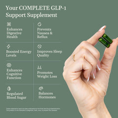 Balanced8 GLP-1 label closeup communicates purity and quality for safe use