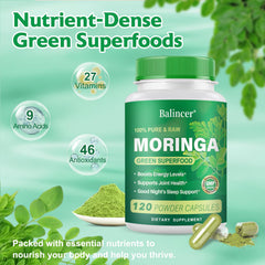 Balincer Moringa skin support capsules suggesting nourishment for skin