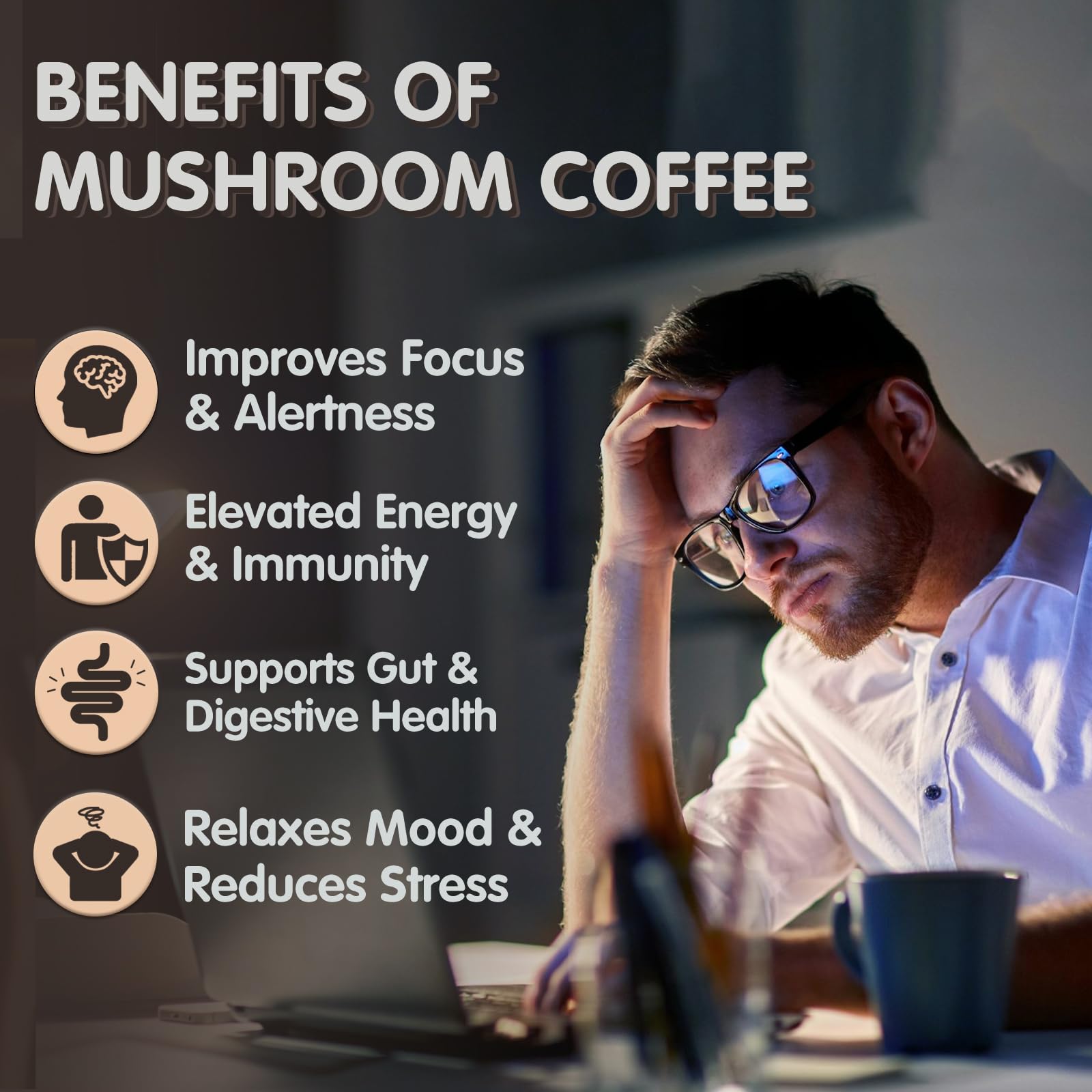 Balincer Mushroom Coffee served cold with ice for a refreshing lift