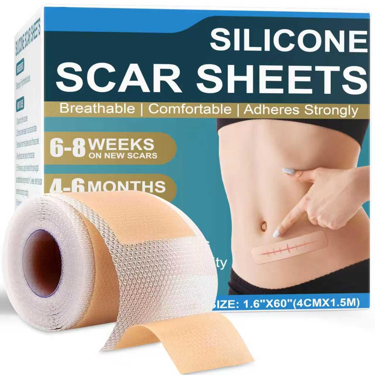 BALIRUX tiras de silicona para cicatrices, 1,6x60 pulgadas, promueven curación suave