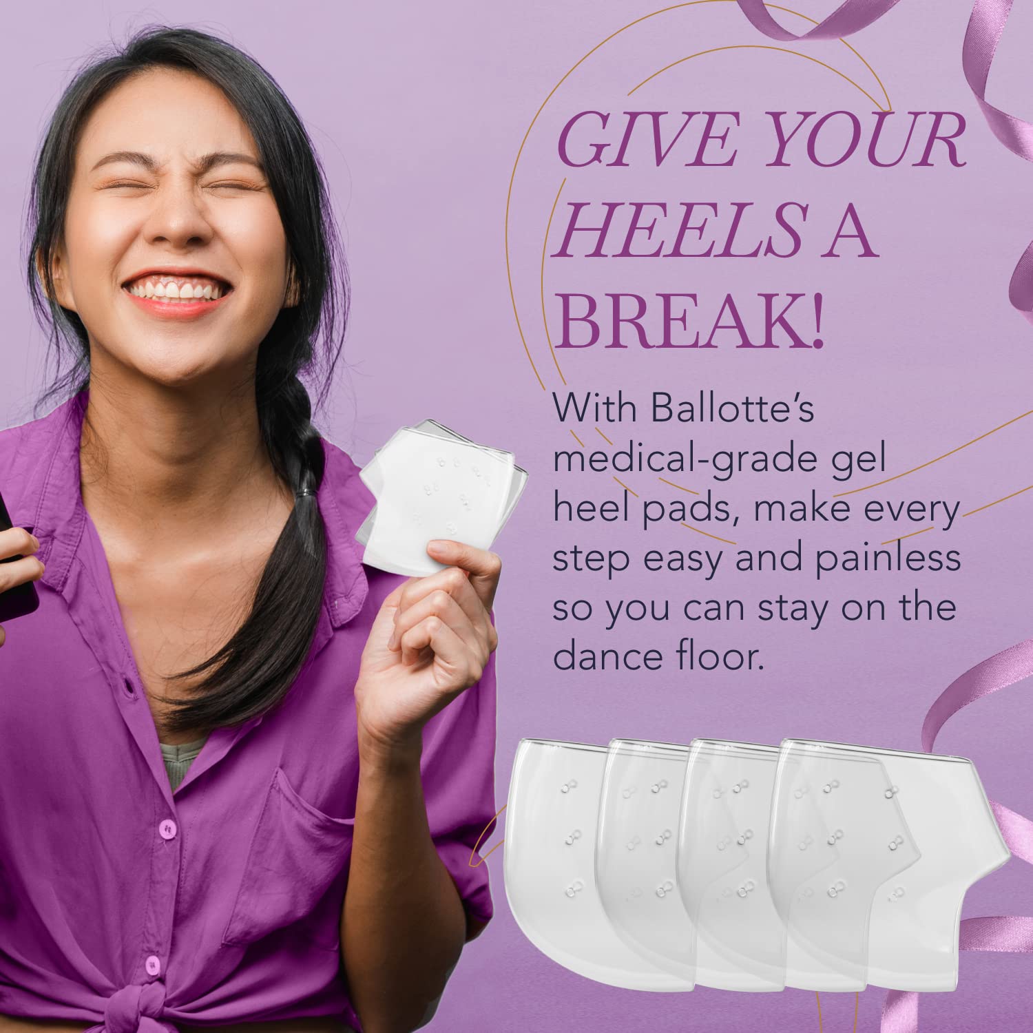 Ballotte heel cups worn in shoe reduce rubbing and blister risk