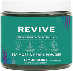 Balmbare Revive Gummies sea moss bottle showcases minerals potentially supporting hair and nails