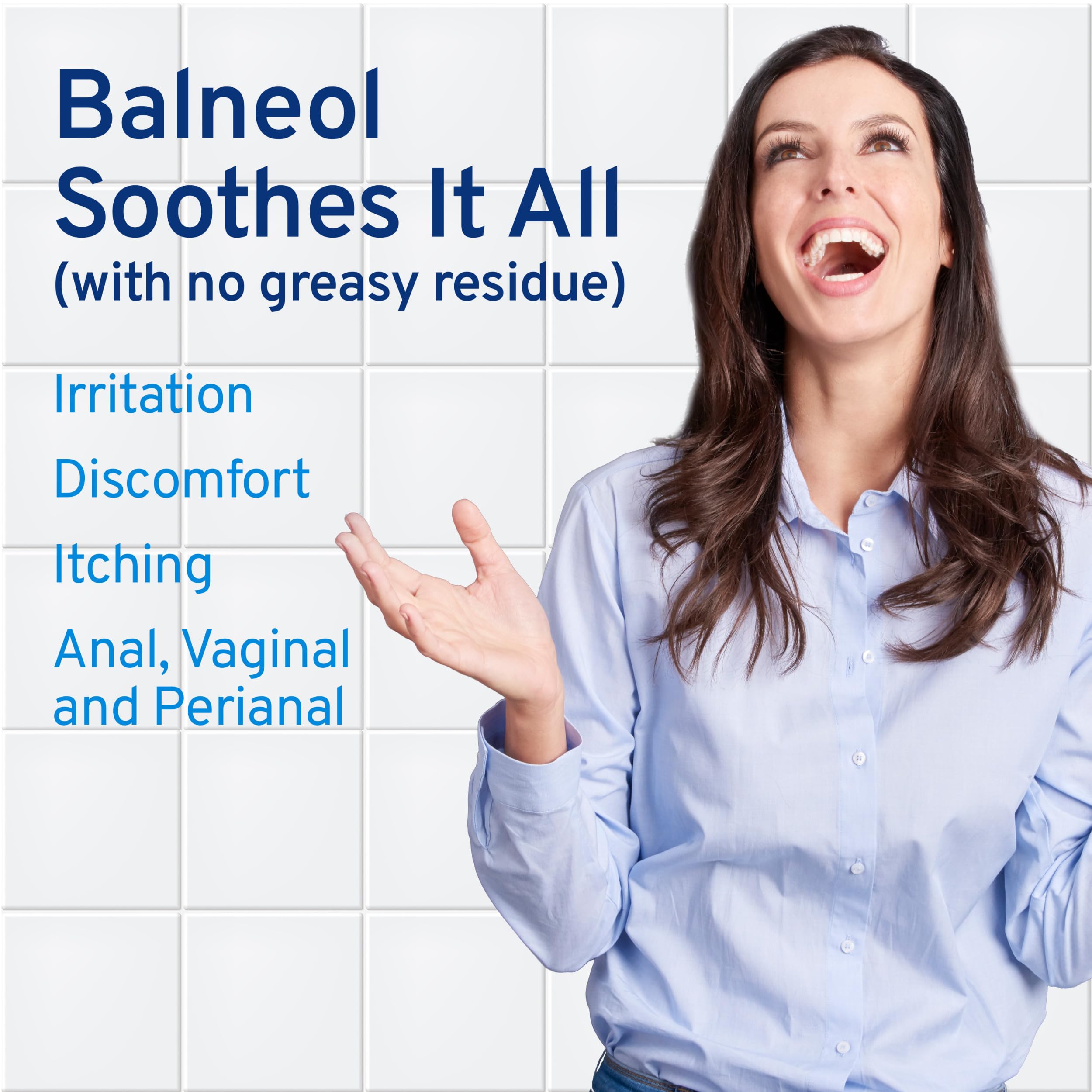 Balneol gentle cleanse application demonstrates soothing cleaning for sensitive areas