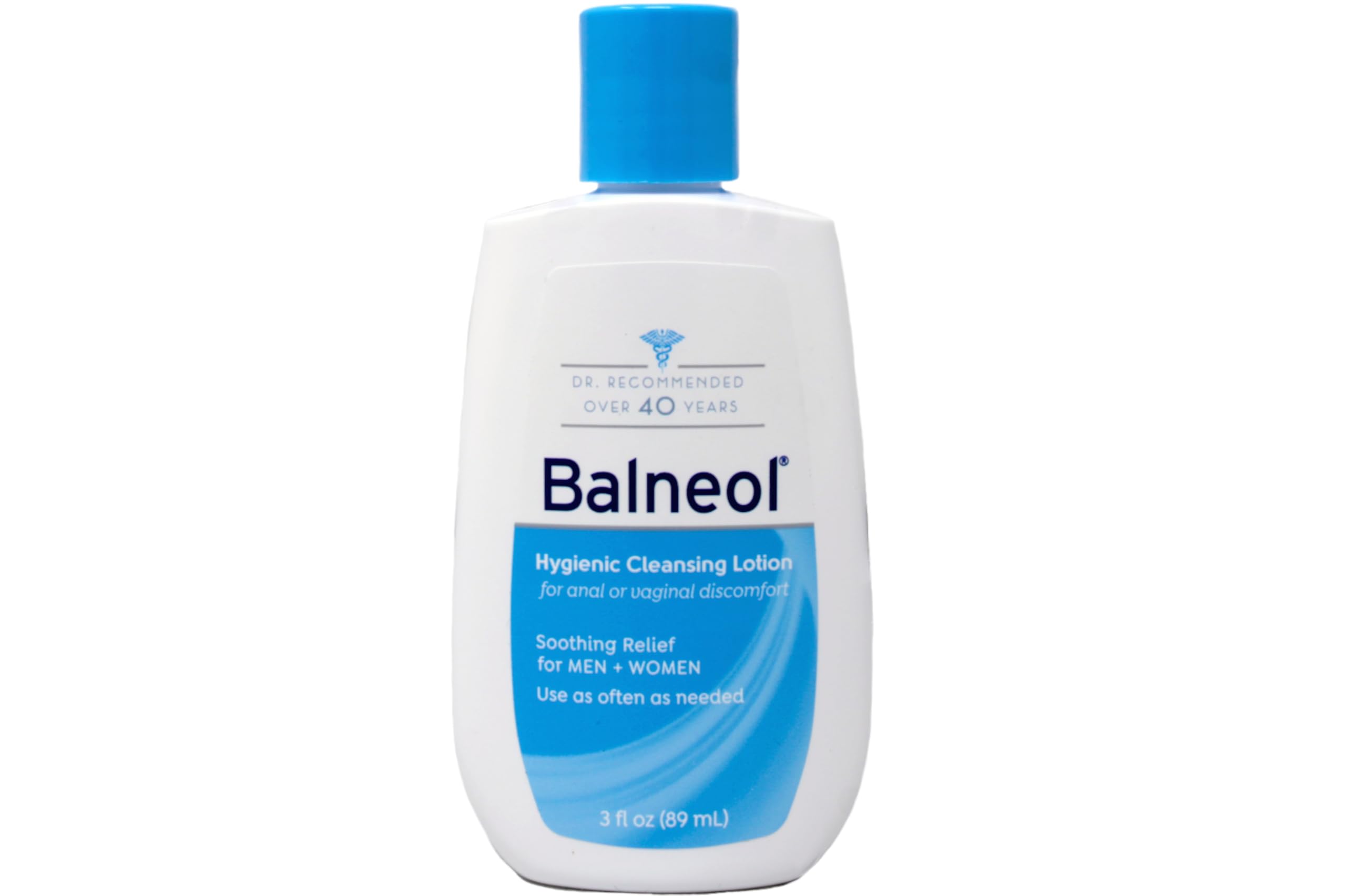 Five Balneol bottles in a row showing compact 3 oz size for travel
