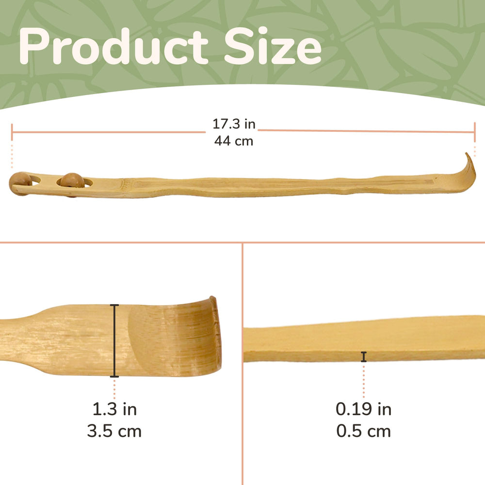 BambooMN ergonomic back scratcher with smooth handle for hard-to-reach areas.