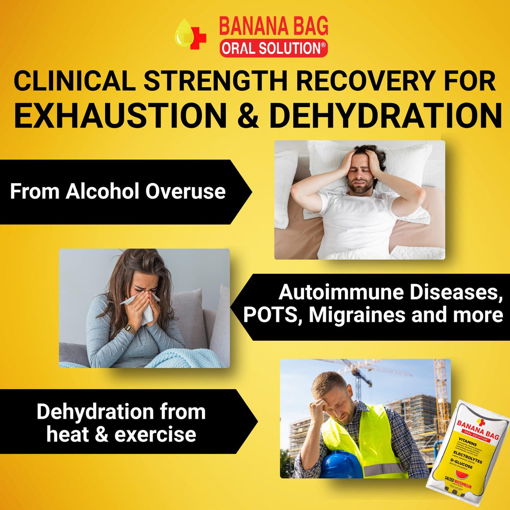 Close-up of Banana Bag packaging label highlighting electrolytes and vitamins