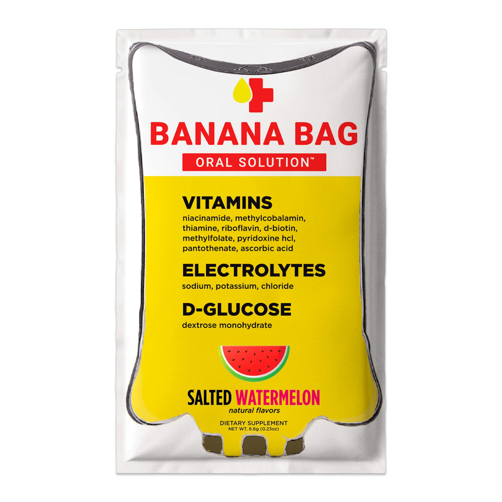 Banana Bag salted watermelon packets ready for quick hydration after activity