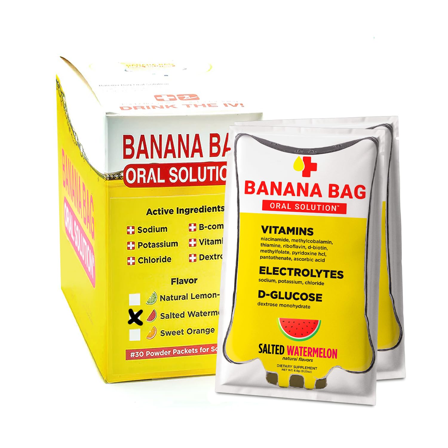 Banana Bag Salted Watermelon packets ready for fast hydration after workouts