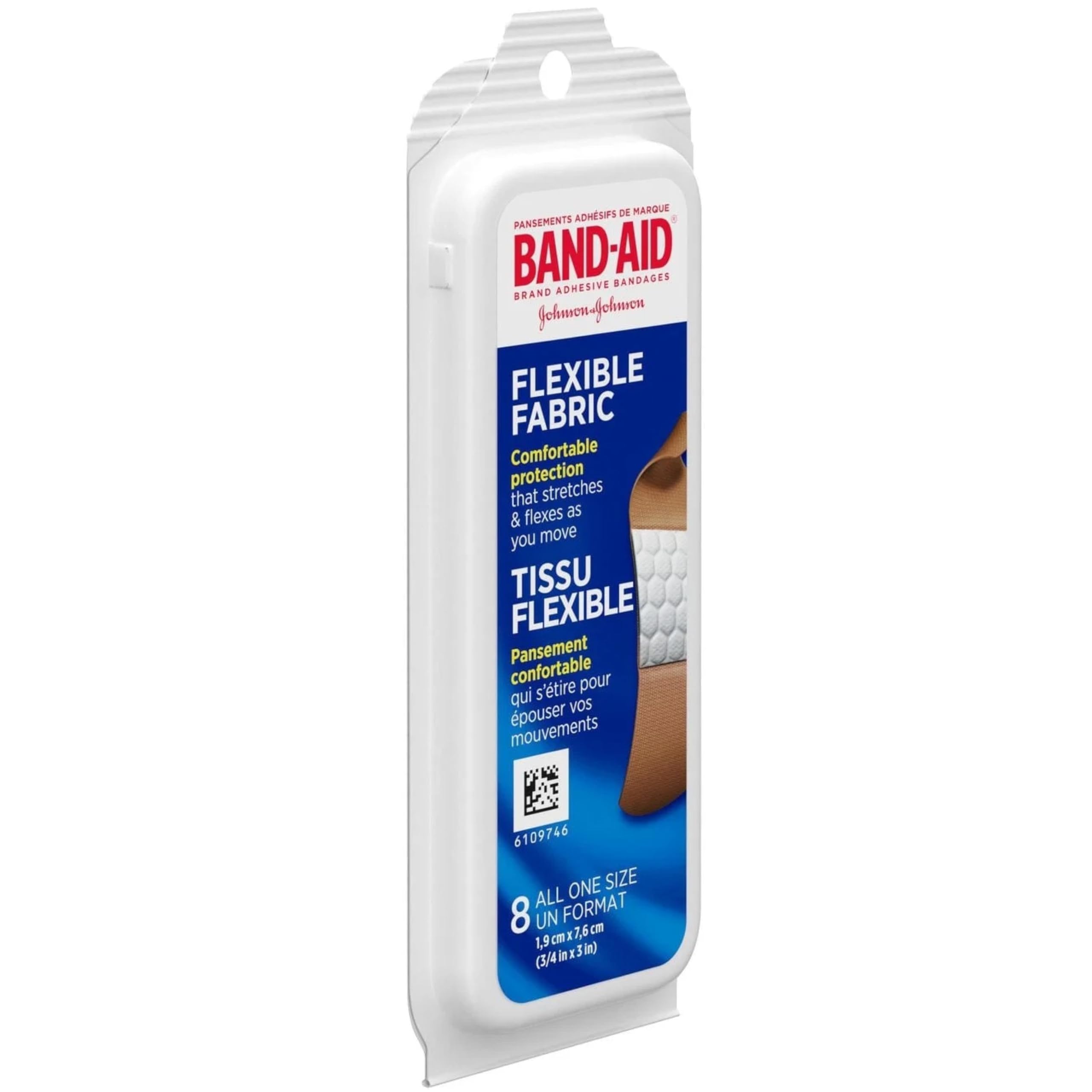 Band-AID 3/4 x 3 inch bandages shown on label.