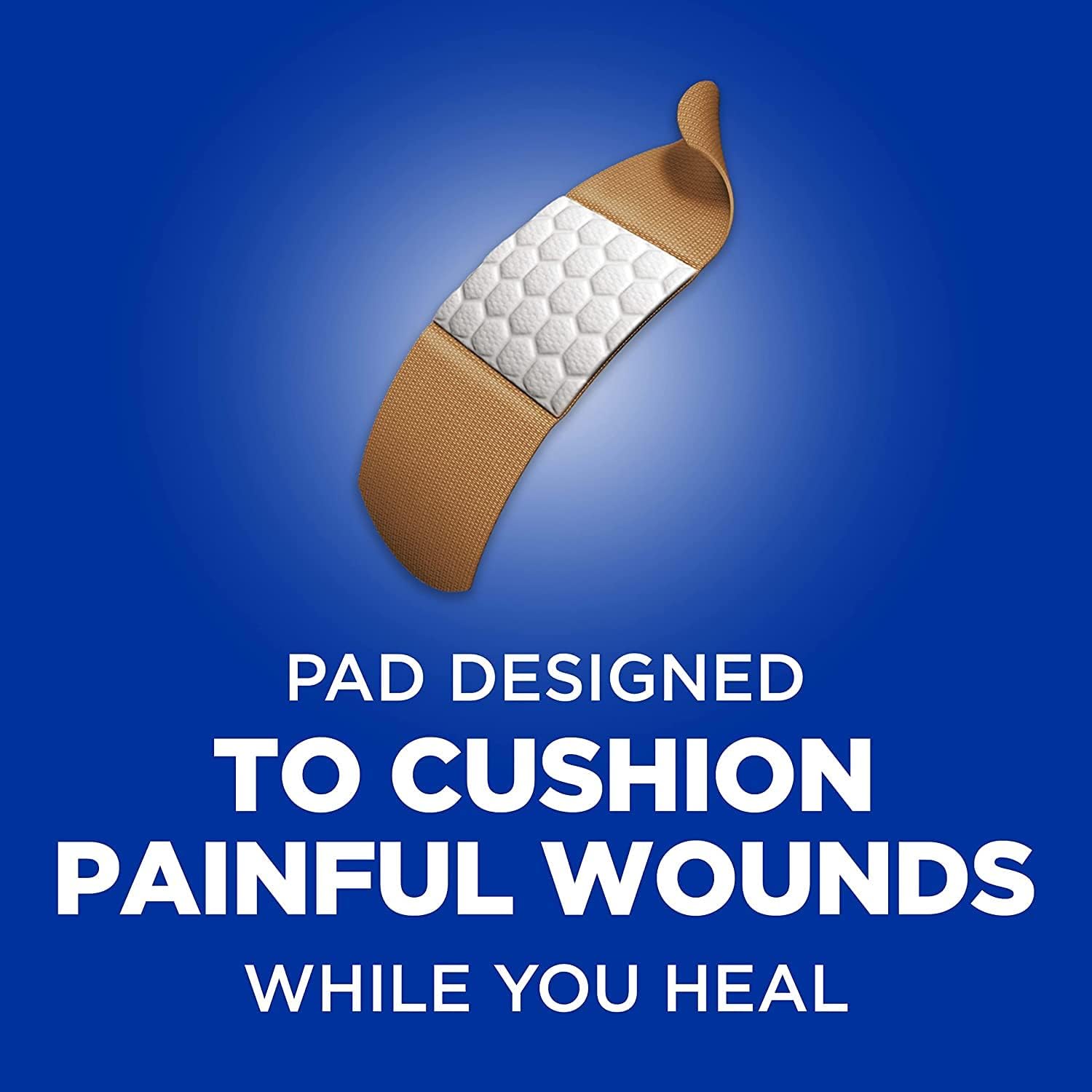 Band-AID Hurt-Free Pad non-stick design for gentle removal.